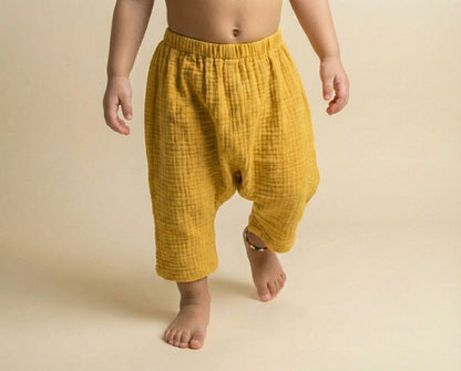 Pantalón infantil Harem muselina Mostaza
