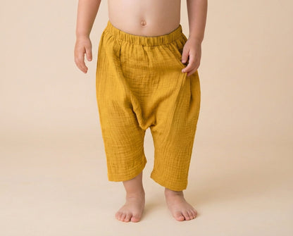 Pantalón infantil Harem muselina Mostaza