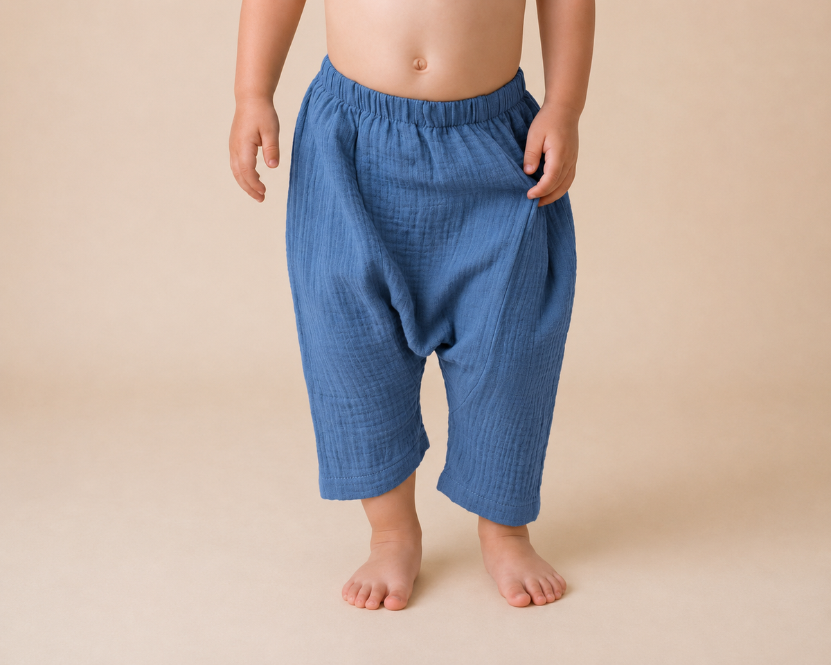 Pantalón harem infantil de muselina Blue jean
