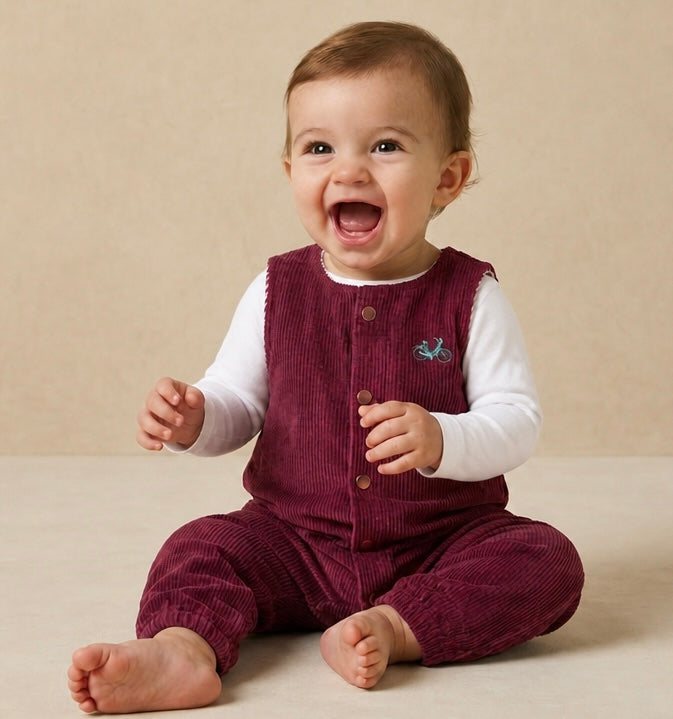 Beba con mono de pana de algodón orgánico Morado