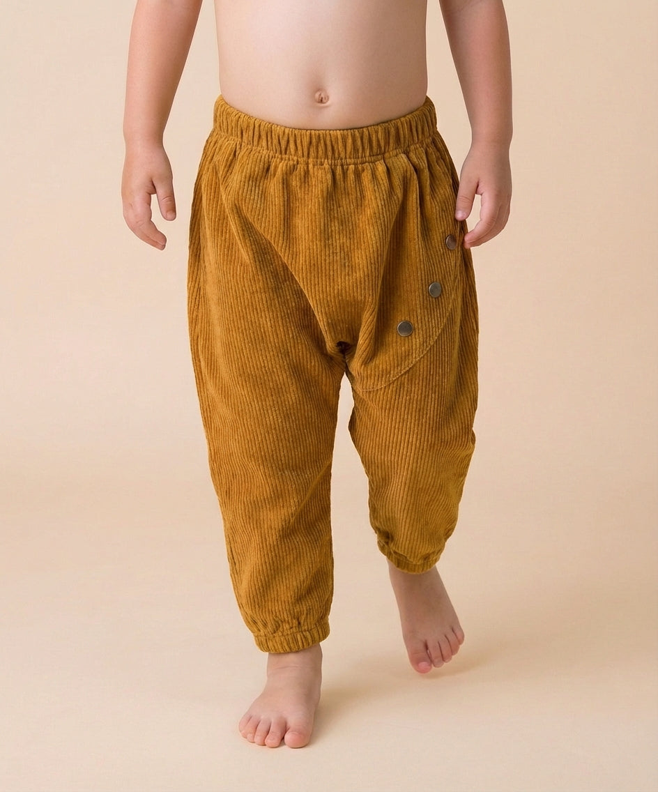Pantalón infantil Pana de algodon organico Mostaza