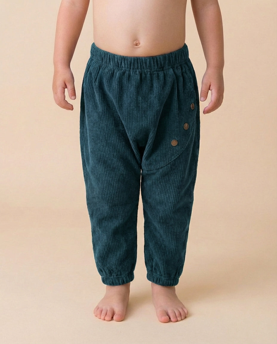 Pantalón infantil Pana de algodon organico Petroleo