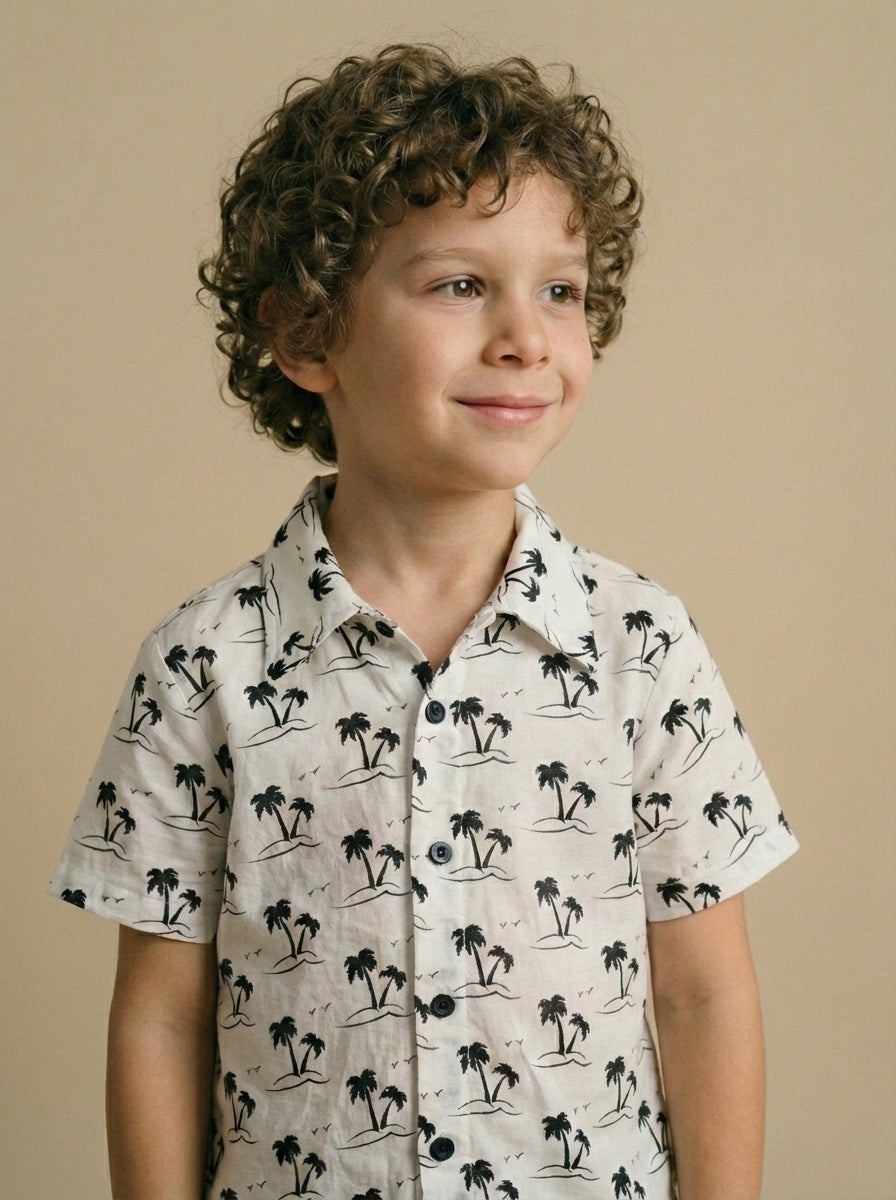 Camisa infantil algodón-viscosa Palmeras