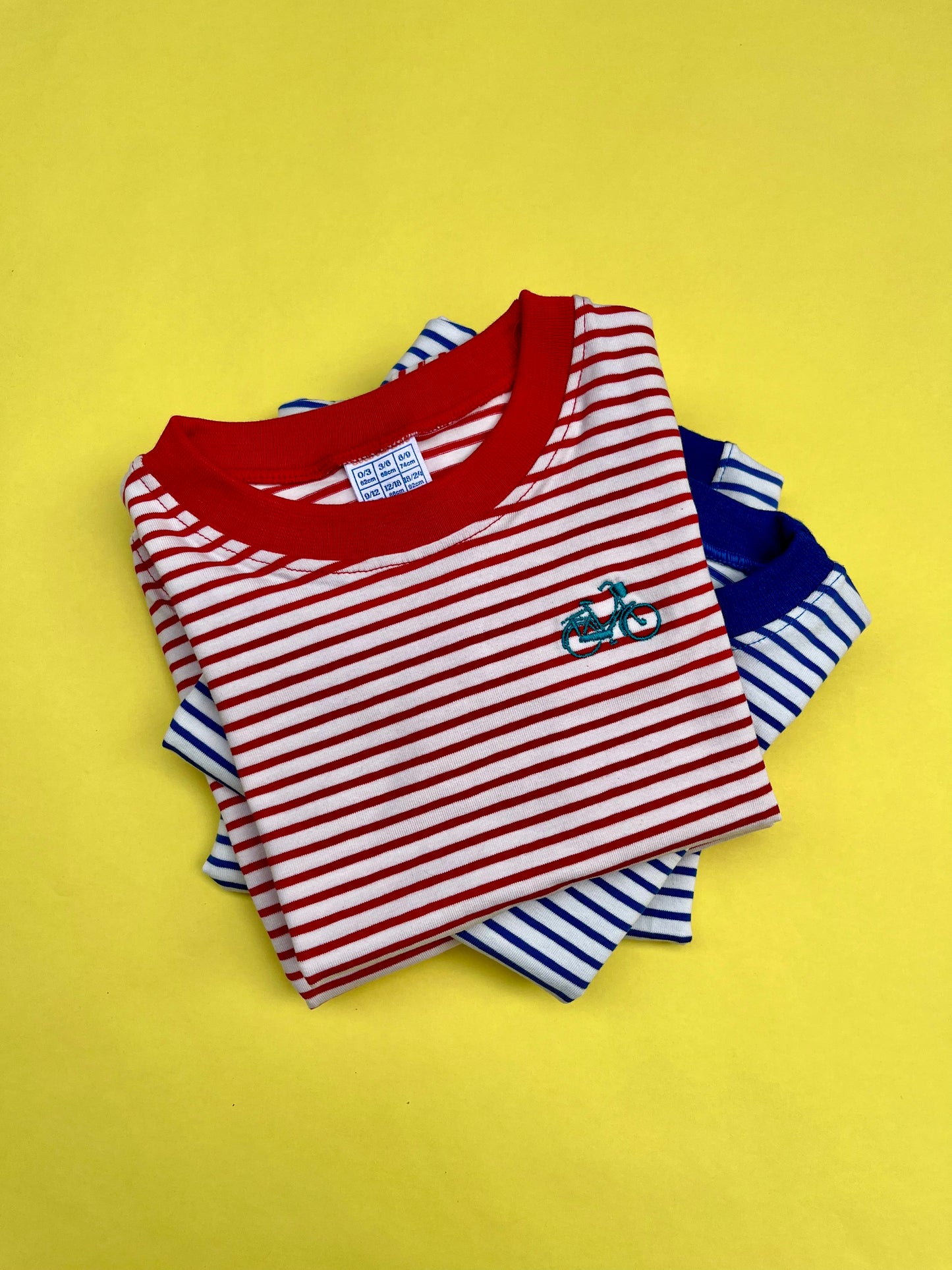 Camiseta infantil algodón orgánico rayas Rojas