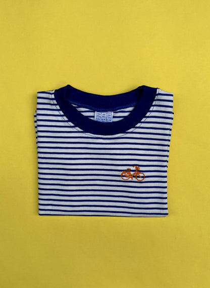 Camiseta infantil algodón orgánico rayas Azules