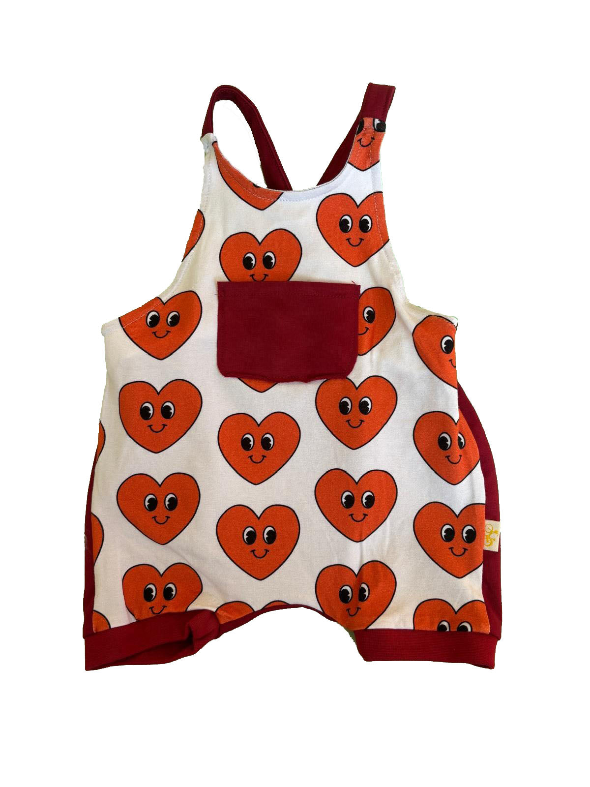 Peto de verano para bebé en algodón orgánico con estampado de corazones