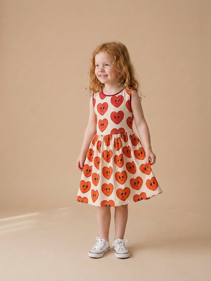 Vestido infantil algodón orgánico Corazones